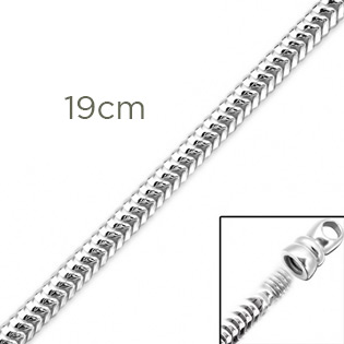 Solid Silver 3.2mm Thick Bead Bracelet 19cm