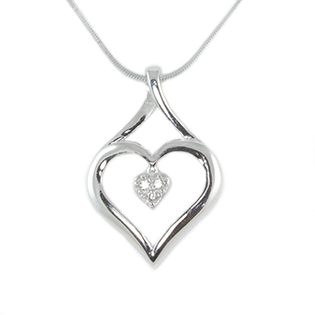 Silver Pendant Heart In Heart Shape