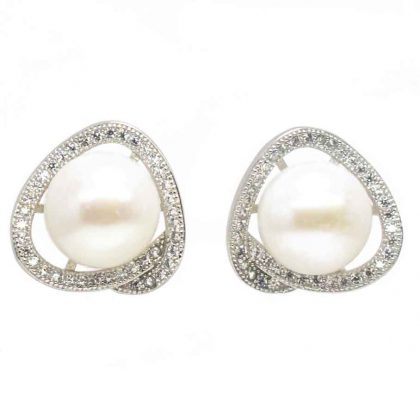 Pearl, Cubic Zirconia Earrings