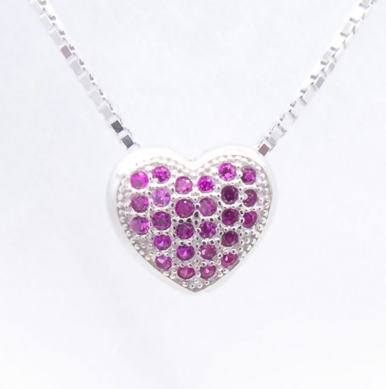 Sterling Silver Created Ruby Necklace