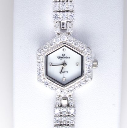 Sterling Silver Cubic Zirconia, Mother of pearl Watch
