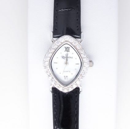 Sterling Silver Leather, Mother of pearl,Cubic zirconia Watch