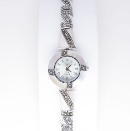 Sterling Silver Marcasite, Mother of pearl Watch