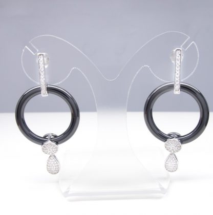 Sterling Silver Ceramics, Cubic zirconia Earrings