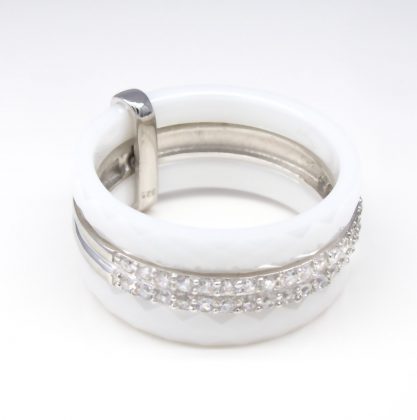 Sterling Silver Ceramics, Cubic Zirconia Ring
